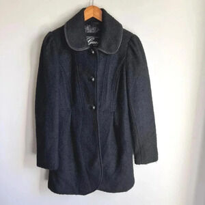 Guess Wool Pea Coat, Black, Size Medium